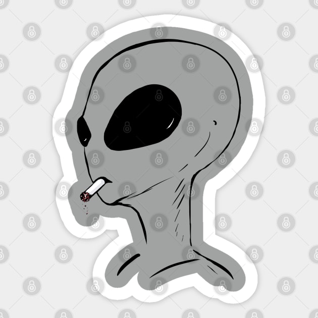 smoking alien Sticker by randomship